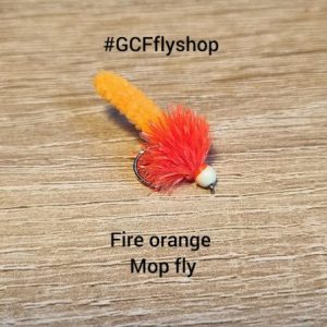 Orange Mop Fly with glow in the dark bead head x 3