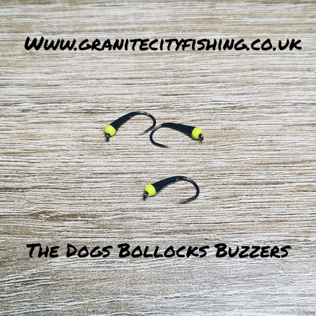 6 Yellow Bung Buzzers - Barbed Size 12 Fly Fishing Flies For Trout By JR Bartley