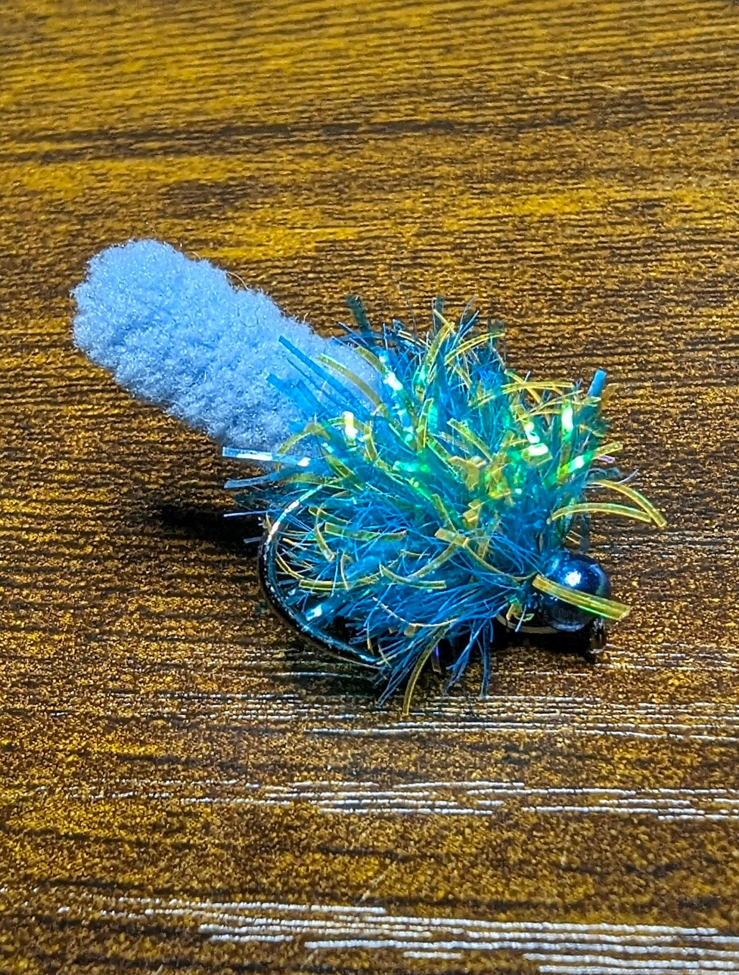 Teal Blue & Olive Mop Fly x 3 barbless.