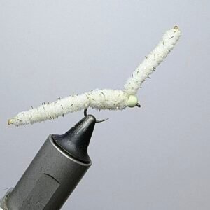 White Shimmer Worm x 3 Barbless