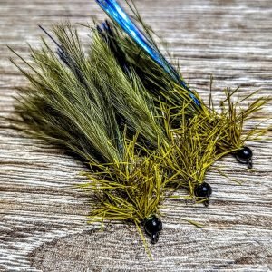 Black head olive straggle fritz x 3 (Barbless)