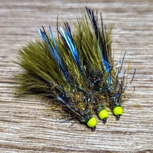 Yellow beaded straggle fritz damsel x 3 (Barbless)