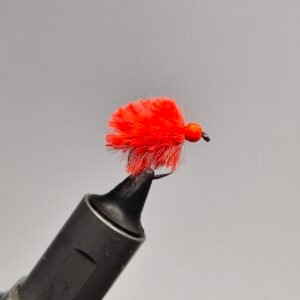 Glow in the dark Fire Orange Egg Fly Barbless.