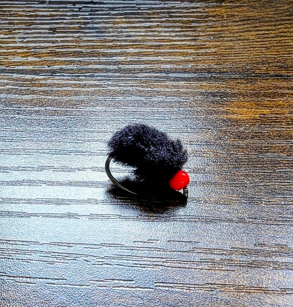Black, Red Beaded Egg Fly