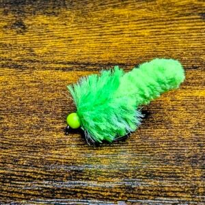 Glow in the dark Flu Chartreuse Mop Fly.