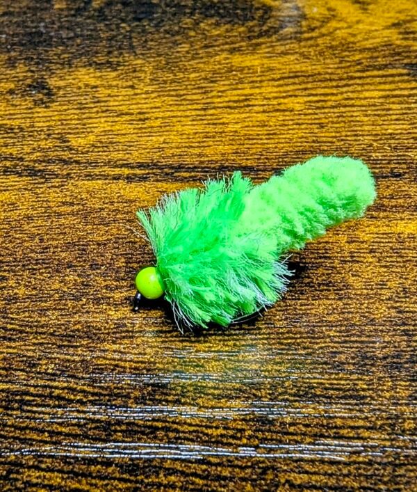 Glow in the dark Flu Chartreuse Mop Fly.