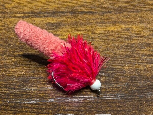 Hot Pink Menace Glow in the Dark Bead Head Mop Fly.