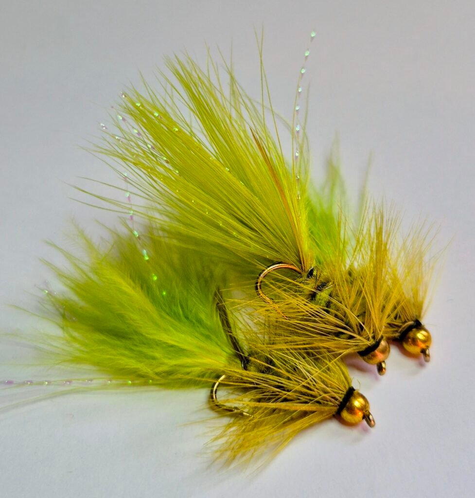 Olive Wooly Bugger Gold Beadhead.