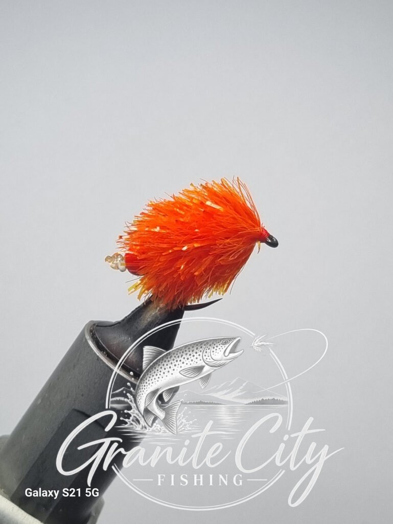 Orange Egg Laying Blob Fly Barbless.