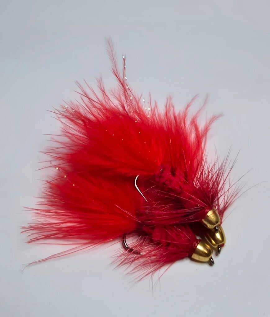 Red Wooly Bugger Gold Cone Head - Stillwater Trout Fly