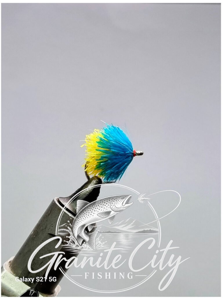 Two Tone Yellow/Teal Blue Blob - Stillwater trout Fly