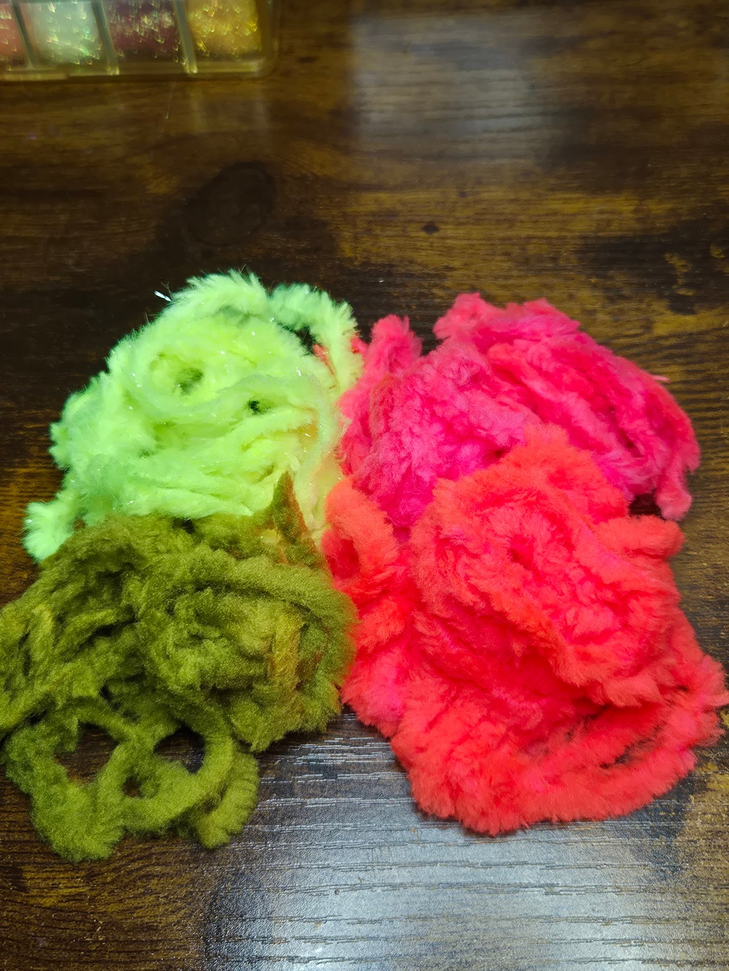 Fly tying egg material in a choice of colours for creating egg flies and trout fishing patterns, available from Granite City Fishing.